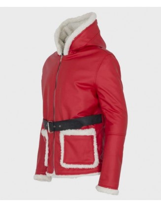Men's Santa Claus Red Leather Coat